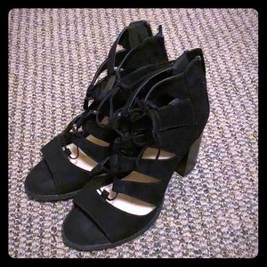Lace Up Black Heels - Size 6.5